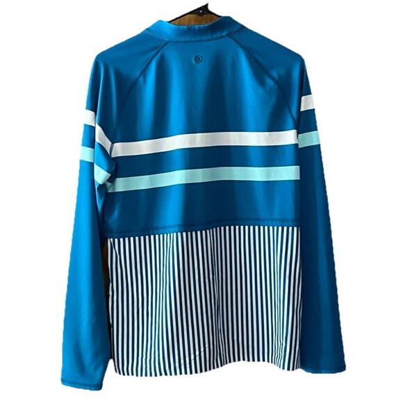 G/Fore Women's Large Long Sleeve 1/4 Zip Tiered Striped Golf Top Blue White - Picture 3 of 6